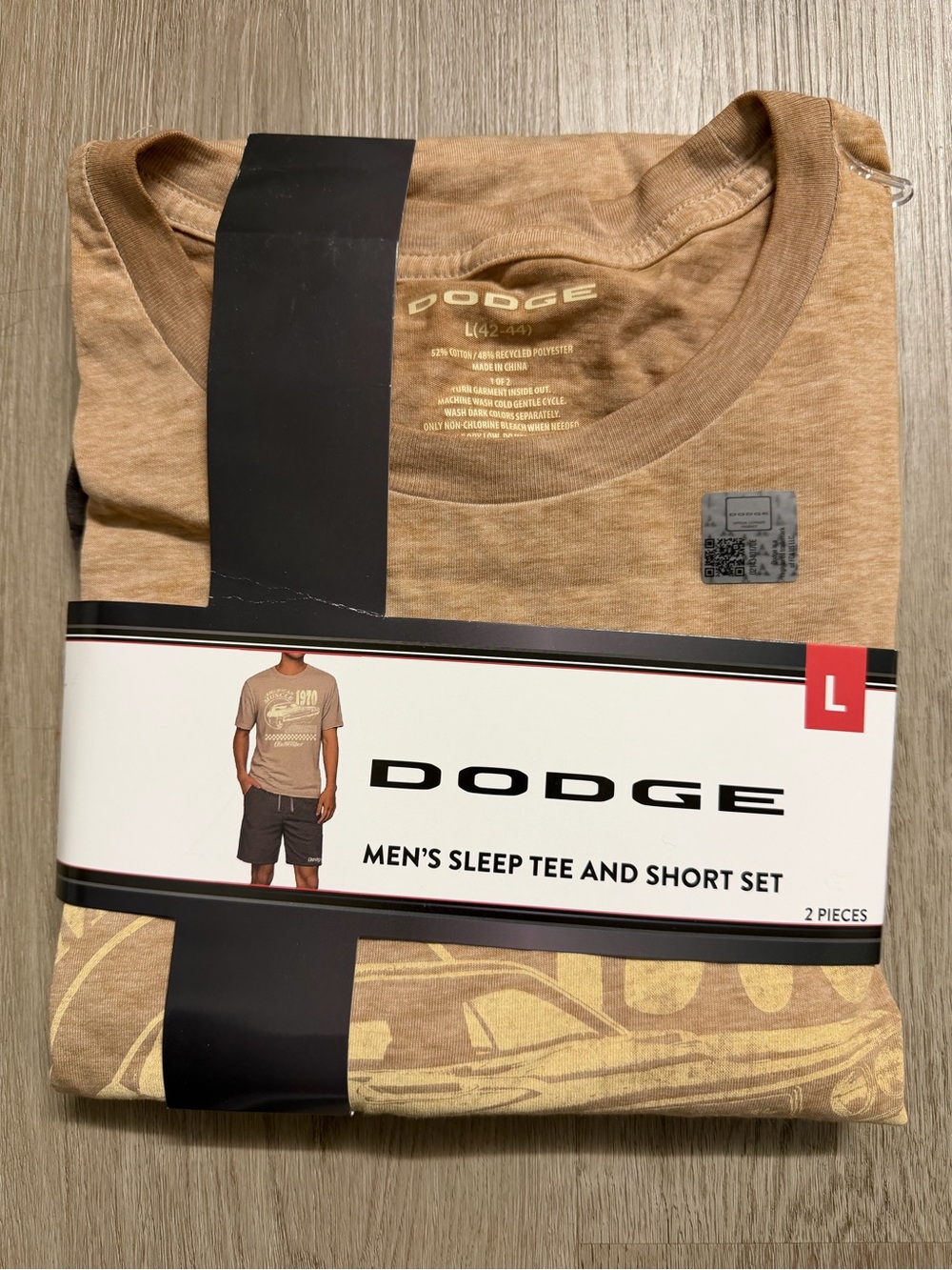 Dodge Men's Sleep Tee & Short Set - Tan